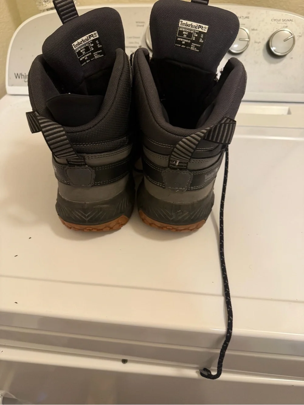 Timberland PRO Men's Gray and Black Work Boots with Brown Outsole